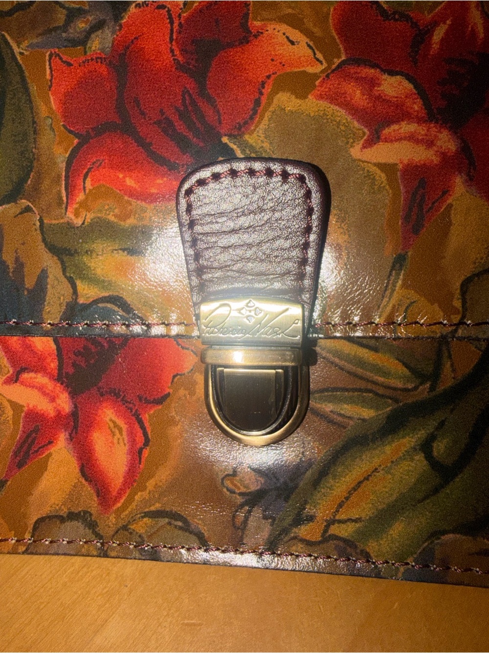 Patricia Nash Brown Floral Italian Leather Crossbody Sienna Sunset Collection - Picture 14 of 16
